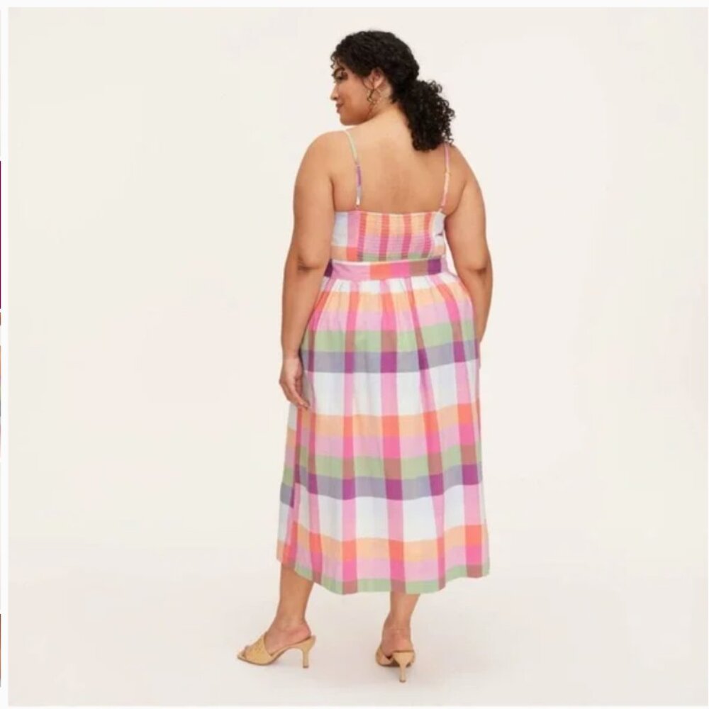 Kate Spade x Target Plaid Tie Midi Sun Dress Women's XXL Spring Summer Colorful - Picture 3 of 16